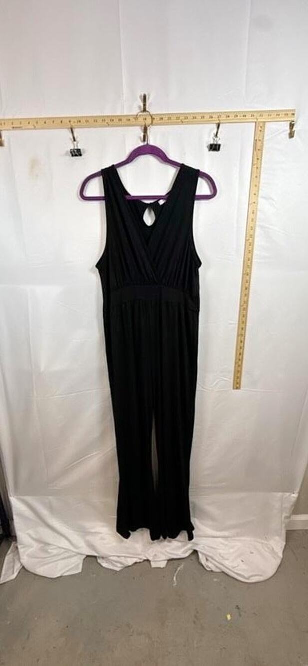Roommates Black Jumpsuit Womens Large Sleeveless Elastic Waist Keyhole Back AF